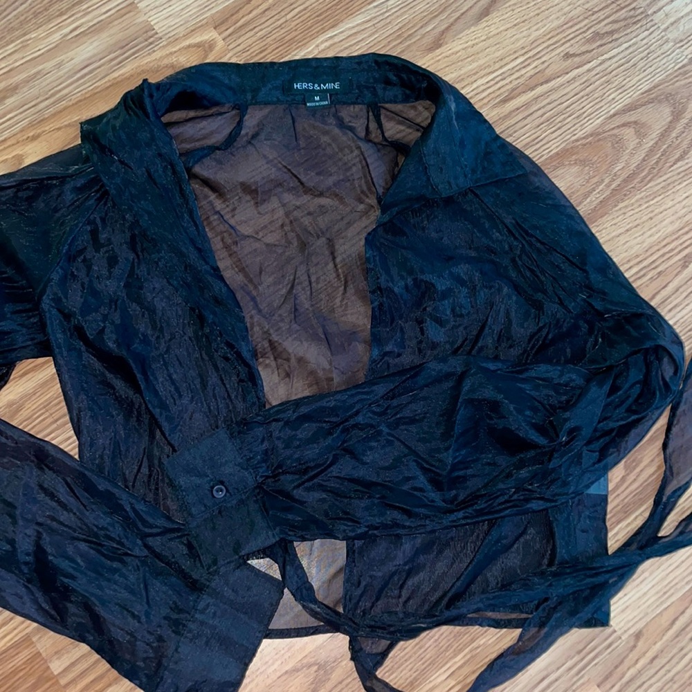Translucent black sleek blouse